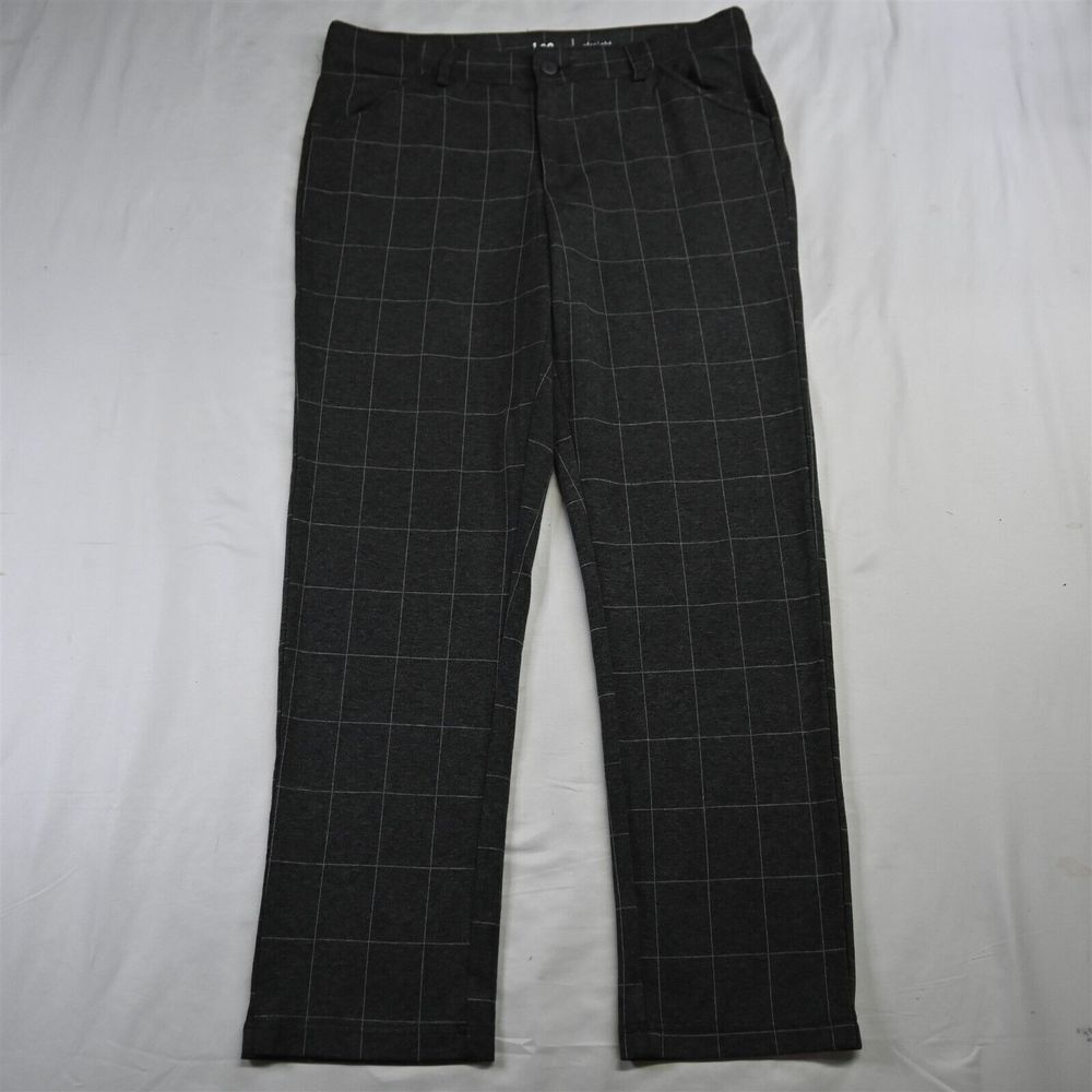 Lee Riders 16 Gray Knit Windowpane Stretch Straight Leg‎ Womens Khakis Pants